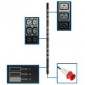 TRIPPLITE PDU BÃ¡sico TrifÃ¡sico de 11.5kW - 45 Tomacorrientes de 208V ~ 240V (36 C13, 9 C19), Entrada IEC 309 16A / 20A Rojo 360V ~ 415V, Cable de 1.83 m [6 pies], 1.78 m [70